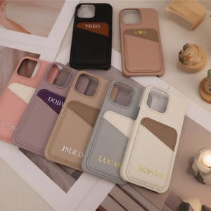 Custom Grain Leather Initial iPhone 16 Case | Engraved Monogram Phone Cover | Personalised iPhone 14 15 16 Case | Unique Gift for Him & Her