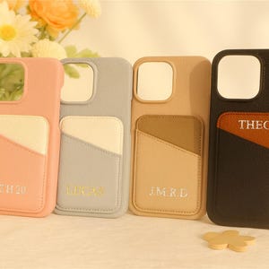 Custom Grain Leather Initial iPhone 16 Case | Engraved Monogram Phone Cover | Personalised iPhone 14 15 16 Case | Unique Gift for Him & Her