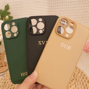 Personalized Leather Case for iPhone 16 Pro Max iPhone 15 iPhone 14 Pro,Custom iPhone case with Initials Name Monogram,Birthday gift for her