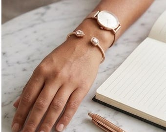 Gold Crystal Bracelet for Women | Adjustable Minimalist Bracelet | Elegant Zircon Jewelry | Dainty Luxury Bracelet | Gift for Her