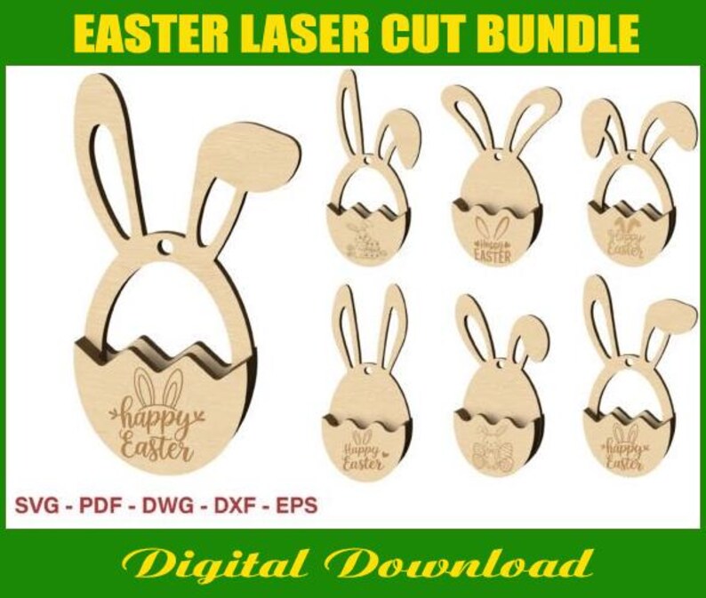 Easter Egg Holder Svg Laser Cut File, Bunny Egg Ornament Svg Bundle ...