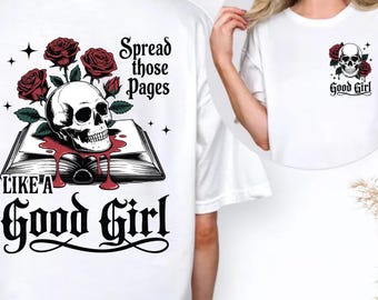 Sudadera "Difunde esas páginas como una buena chica", camiseta de romance oscuro y de libros, sudadera con capucha picante para amantes de los libros, regalo gótico para lectoras.