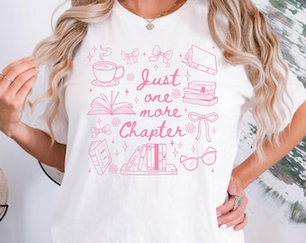 Camiseta "Solo un capítulo más", "Amante de los libros", "Libros y café", "Flores de libros", "Club de lectura", "Lector"