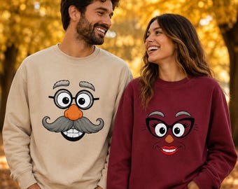 Comfort Colors Mr & Mrs Potato Head Thanksgiving Shirt, Custom Halloween Couple Tee, Funny Fall Family Shirt