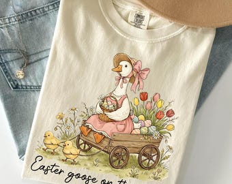 Easter Goose on the Loose Shirt, Cute Goose Easter Shirt, Funny Easter Animal Tee, Spring Farm Goose Shirt, Easter Gift for Women