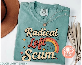 Camiseta Retro Radical de Esquerda, Camiseta Liberal Arco-Íris de Esquerda