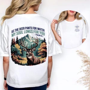 Som hjorten byxor för vatten renskjorta, Psalm 42:1 kristen t-shirt, bibelvers hjortbergskjorta, andlig skriftskjorta, troströja
