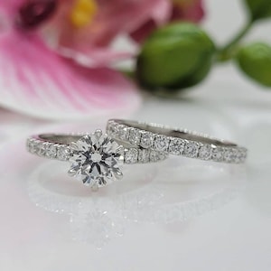 2.00ct Solitaire Engagement Ring Set, 4 Prong Engagement Ring Set, Minimalist Rings Set, Bridal Set, Proposal Set, Round Diamond Solitaire