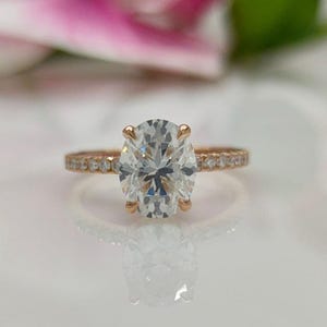 Oval Diamant Moissanit Ring, Eterne Eternity Verlobungsring für sie, Oval Diamant Ring, Diamant Jahrestag Ring für Ring, personalisierte Geschenk