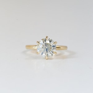Round Cut Moissanite Solitaire Ring, 14K Solid Gold Engagement Ring, Diamond Wedding Ring, Dainty Promise Ring, Anniversary Gift For Women