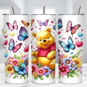 Winnie The Pooh 20oz Skinny Tumbler Wrap PNG, Pooh Bear Tumbler PNG, Winnie The Pooh Png, Sublimation Instant File Digital, Download PNG