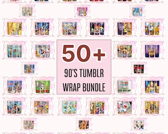 50+ 90s Tumbler Wrap Bundle, Instant Download 20oz Tumbler PNG Wraps Design, Digital 90 s Cartoon 20 oz Skinny Tumblers Designs Template