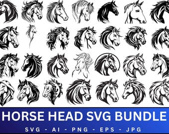 Horse SVG Bundle: Silhouette Clipart, Stickers (Digital Download)
