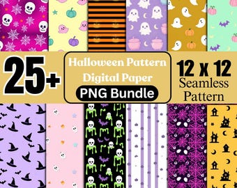Pink Halloween Digital Paper Bundle: Spooky Seamless Patterns (Commercial Use)