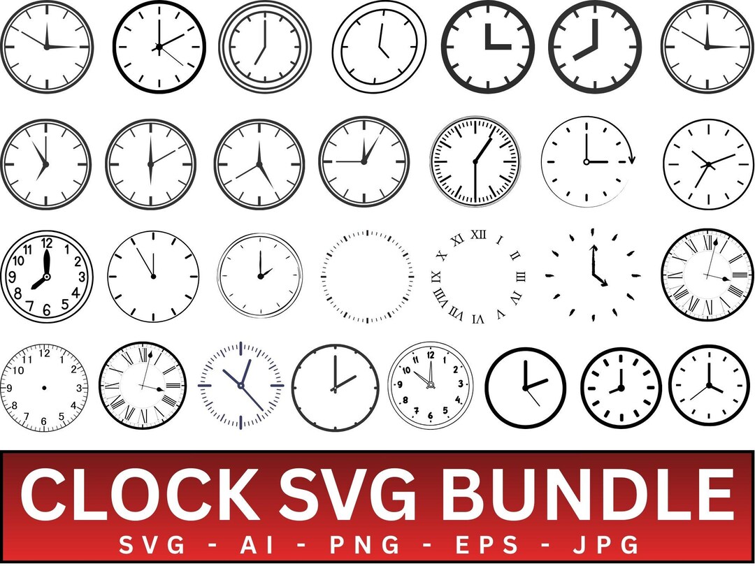 Clock Face SVG Bundle: Modern Design Files for Cricut, Laser Cut ...