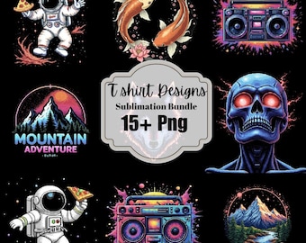T-shirt avec personnages amusants, motifs PNG : lot de sublimation