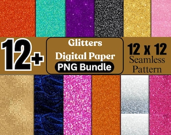 Rainbow Glitter Digital Paper Bundle: Scrapbooking & Planner Patterns (Digital Download)