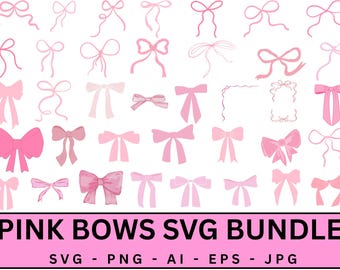 Pink Watercolor Bow Clipart Bundle (svg, png, jpg, eps, ai)