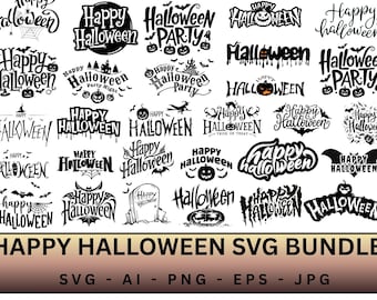 Happy Halloween SVG Bundle, T-shirt Design, Clipart (Digital Files)