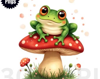 10 Cute Frogs PNG Clipart Bundle, Frog Graphics Designs, Watercolor Frog Clipart, Digital Download for Crafts & Sublimation