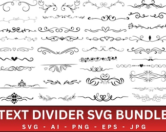 Decorative Text Divider SVG Bundle, Heart Dividers (Instant Download)