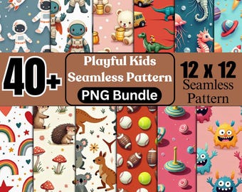 300 Playful Kids Seamless Patterns Bundle, Cute Digital Papers, Repeating Pattern Print, Seamless Bundle, Kids Background, Instant Download
