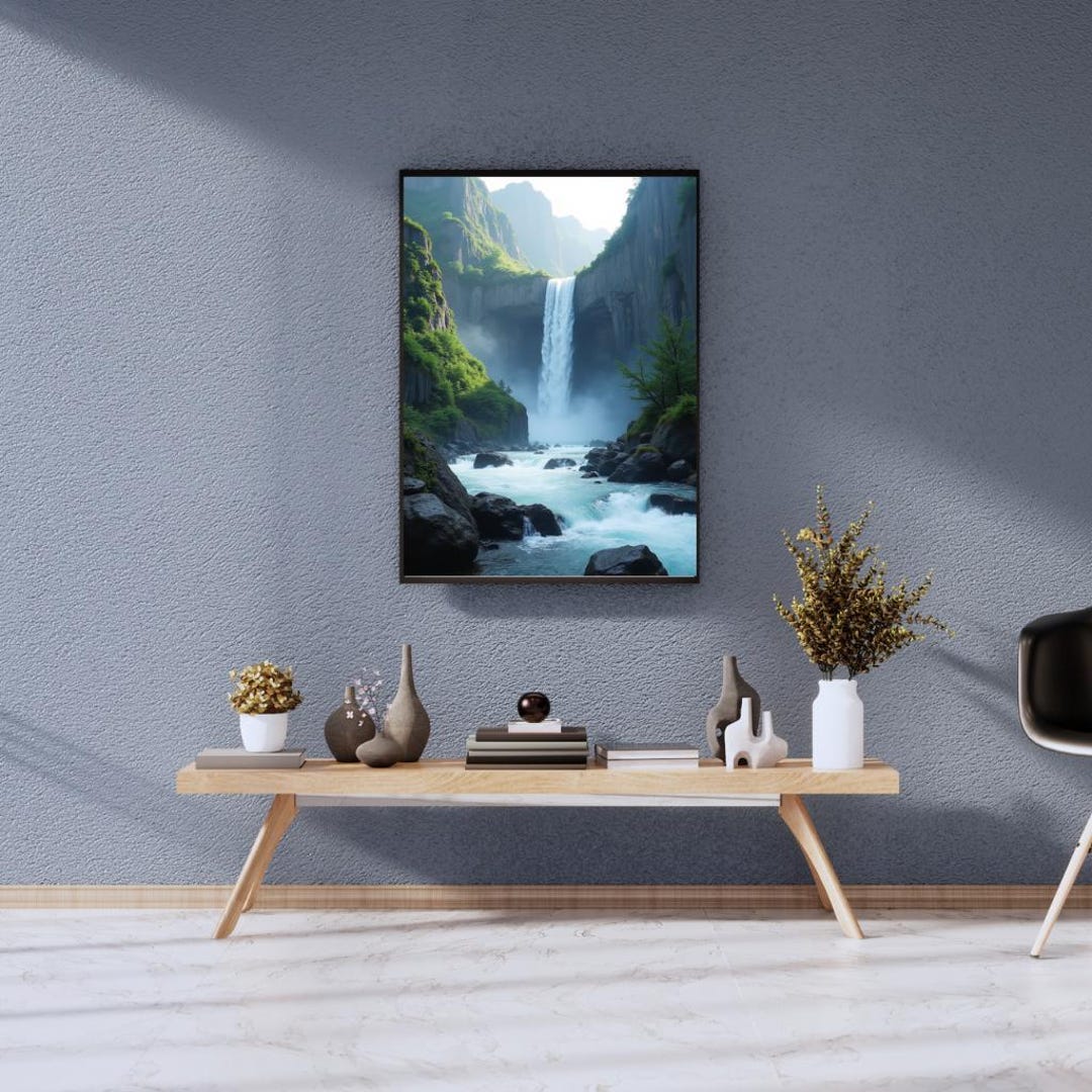 3D Waterfall Wall Art, Nature Landscape Print, Scenic Waterfall Decor ...