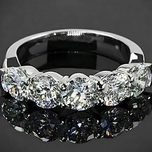 5 Stone Engagement Ring/ Women Simulated Ring/ 2.50 CT 5 Round Diamond Wedding Ring/ 14K White Gold Plated 5 Stone Ring/ 5 CZ Diamond Ring