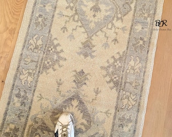 Muted Runner Rug Oushak Rug Hallway Runner Oushak Rug Hand knotted Rug Boho runner 2x8 2x10 3x10 3x12 Entryway Kitchen Custom sizes Rugs