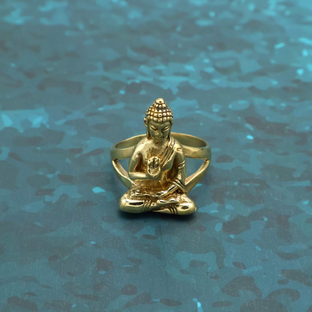 Gold Buddha Ring for Men & Women, Spiritual Meditation Ring, Yoga ...