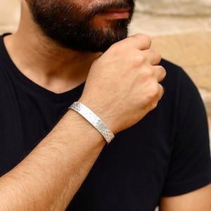 Hammered Silver Cuff Bracelet – Handmade Adjustable Sterling Silver Bangle, Minimalist Unisex Jewelry Gift