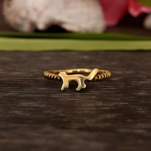 Gold Cat Ring | Handmade Animal Lover Jewelry | Adjustable Cat Band | Pet Lover Gift for Women