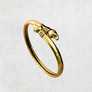 Puede incluir: Un brazalete dorado con un dise&ntilde;o decorativo en forma de garra en la parte superior. El brazalete tiene un acabado liso y pulido y un dise&ntilde;o simple y elegante. El dise&ntilde;o en forma de garra a&ntilde;ade un toque &uacute;nico a la joya.