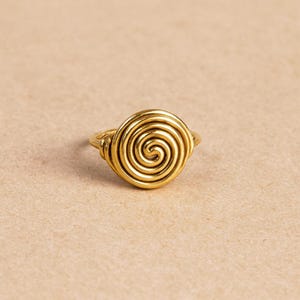 Gold Spiral Ring • Boho Statement Wire Wrap Ring • Handmade Adjustable Jewelry • Unique Gift for Her