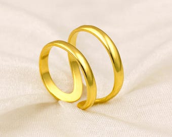 Minimalist Gold Open Ring, Adjustable Gold Band Ring, Modern Simple Statement Ring, Stackable Gold Jewelry Gift for Her