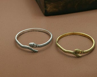 Pulsera de serpiente para hombre y mujer – Brazalete ajustable de serpiente en oro y plata / Joyería boho gótica, brazalete de serpiente, regalo con espíritu animal