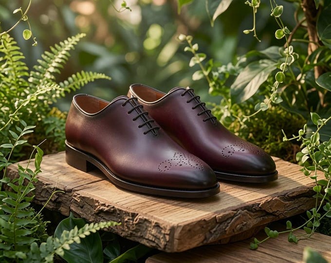 Handmade Burgundy Oxford Shoes – Men’s Wholecut Leather Dress Shoes | Wedding | Formal | Luxury Footwear