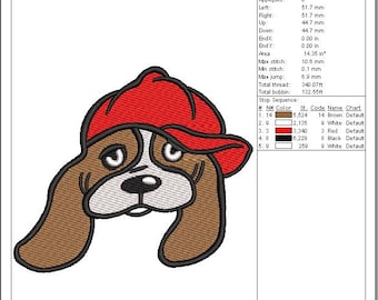 Dog with Red Cap Embroidery Design – Puppy Street Style (DST, PES, EXP)