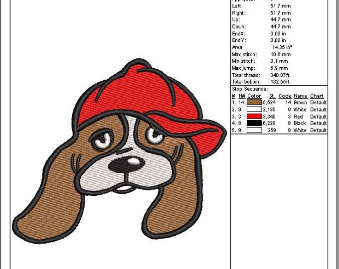 Dog with Red Cap Embroidery Design – Puppy Street Style (DST, PES, EXP)