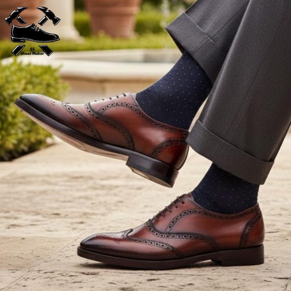 brown wingtip dress shoes Florsheim Rucci Oxford Shoe personal gatherings. TucciPolo Tobacco HandWelted Wingtip Oxford