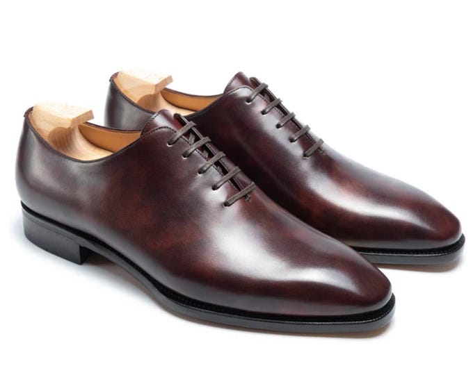 Bespoke Brown Leather Wholecut Oxford Shoes for Men - Handcrafted Wholecut Shoes for Weddings