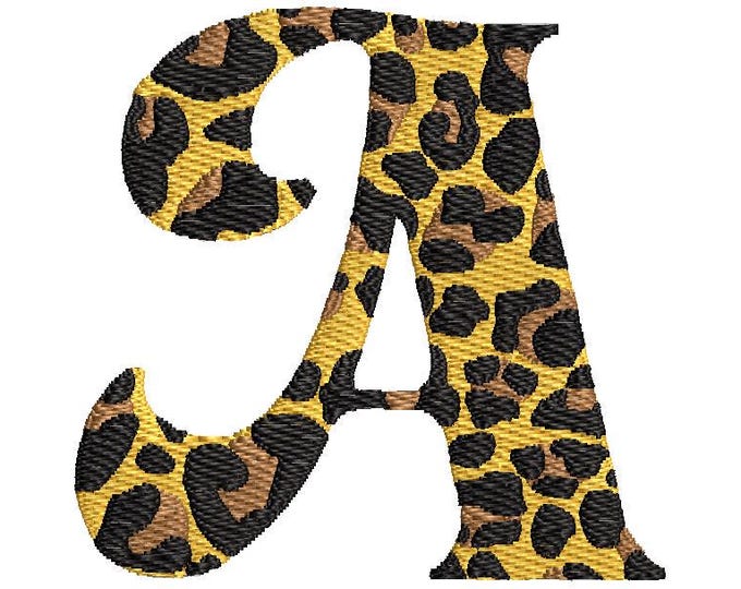 Leopard Print Monogram Embroidery Design Letter A (Digital Download)