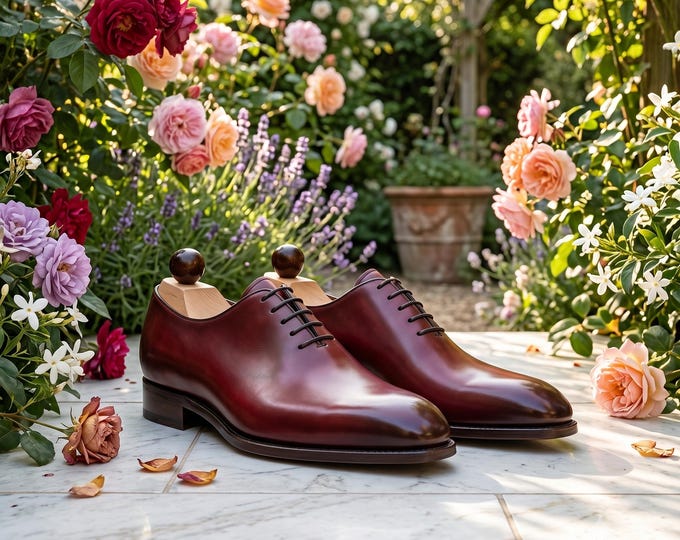 Handmade Red Leather Oxford Shoes: Men's Formal Dress Shoes
