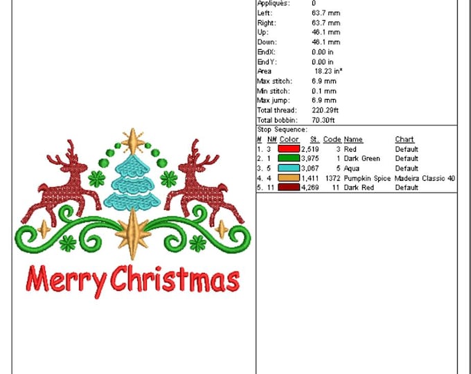 Christmas Reindeer Embroidery Design - Xmax Machine Embroidery - Deer Tree Ornament - Holiday Stitch File