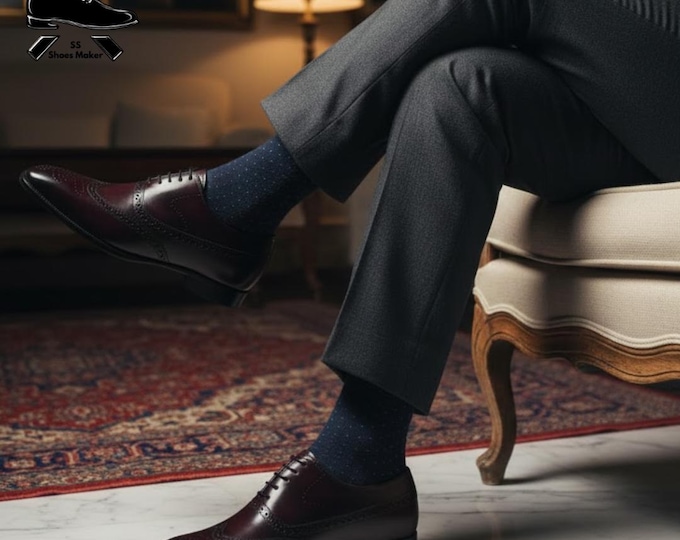 Handmade Leather Wingtip Oxford Brogue Shoes - SS Shoemaker