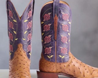 Floral Western Boot Embroidery Digital File | Rose & Leaf Cowboy Boot Design | Instant Download | Printable and Embroidery Ready