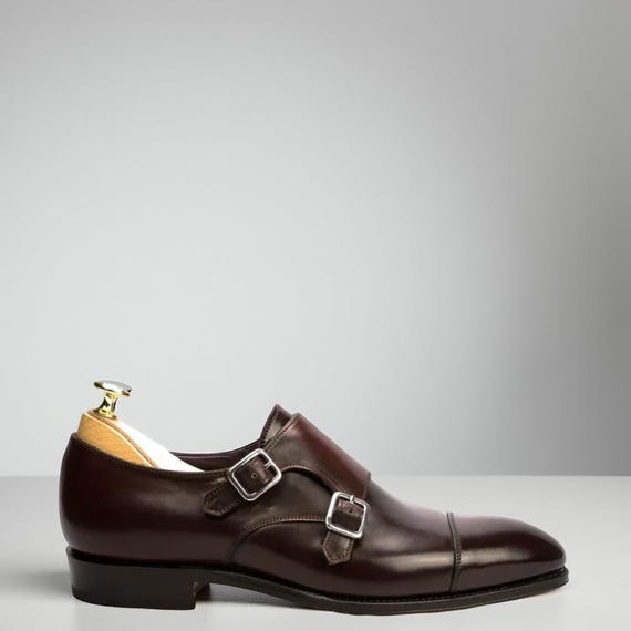 brown strappy dress shoes Handcrafted Leather Double Monk Strap Shoes: Formal Wedding Office Footwear brown monk strap shoes outfit