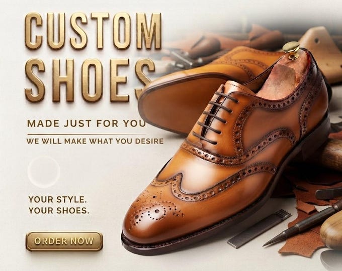 Custom Handmade Leather Shoes, Personalized Embroidery, Made to Order Footwear