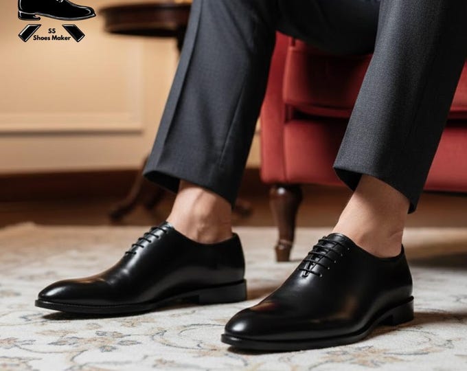 Handmade Black Leather Wholecut Oxford Dress Shoes: Elegant Formal Footwear