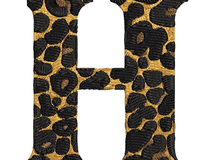 Letter H Embroidery Design, Leopard Print Monogram (DST Machine File Digital Download)